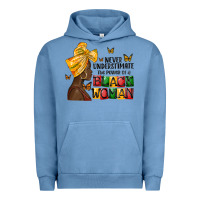 Pigment Pebble Blue never understimate the power of a black woman Urban Hoodie - MaliasSmallBusiness