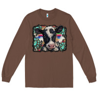 Chestnut western background turquoises gemstones black and white baby cow Long Sleeve Tee - BarkalooDesign