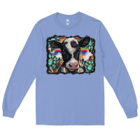 Western Background Turquoises Gemstones Black And White Baby Cow Long Sleeve Tee | Teevron