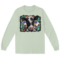 Matcha western background turquoises gemstones black and white baby cow Long Sleeve Tee - BarkalooDesign