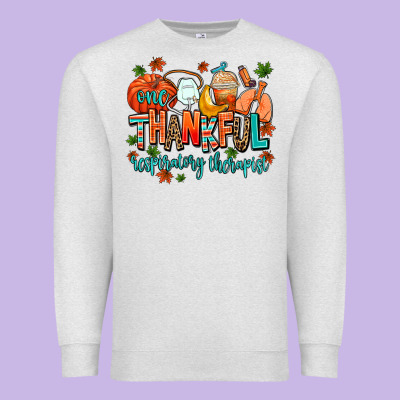 One Thankful Respiratory Therapist Premium Sweatshirt Designed By Adodesignshop