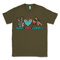 Army Green peace love cowboy Classic Tee - Zillion Design Studio