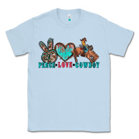 Dusty Blue peace love cowboy Classic Tee - Zillion Design Studio