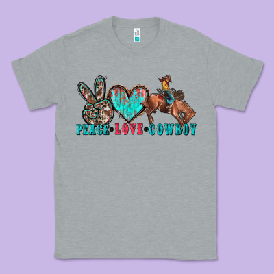 Peace Love Cowboy Classic Tee Designed By Zillion Design Studio