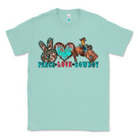 Seafoam peace love cowboy Classic Tee - Zillion Design Studio