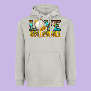 Love Volleyball Heavyweight Hoodie Designed By Hra Design Shop