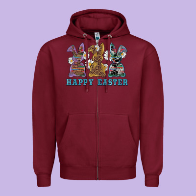 Zipper Hoodie easter western bunnys happy easter