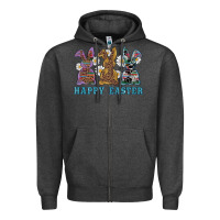 Charcoal Heather easter western bunnys happy easter Zipper Hoodie - RanaPortraitStore