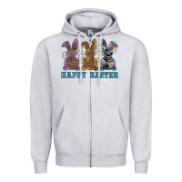 Heather Grey easter western bunnys happy easter Zipper Hoodie - RanaPortraitStore