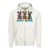 Oatmeal Heather easter western bunnys happy easter Zipper Hoodie - RanaPortraitStore