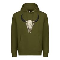 Army Green bull skull Premium Hoodie - BarkalooDesign