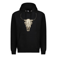 Black bull skull Premium Hoodie - BarkalooDesign