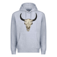Heather Grey bull skull Premium Hoodie - BarkalooDesign