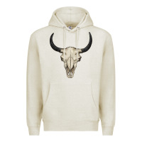 Oatmeal Heather bull skull Premium Hoodie - BarkalooDesign