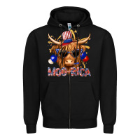 Black moorica with cow billie wilder Zipper Hoodie - texasbilliewilder