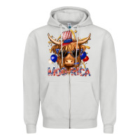 Dove Grey moorica with cow billie wilder Zipper Hoodie - texasbilliewilder