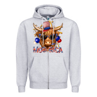 Heather Grey moorica with cow billie wilder Zipper Hoodie - texasbilliewilder