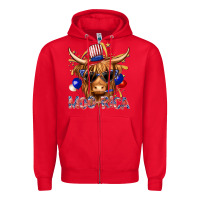 Red moorica with cow billie wilder Zipper Hoodie - texasbilliewilder