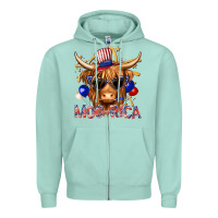 Seafoam moorica with cow billie wilder Zipper Hoodie - texasbilliewilder