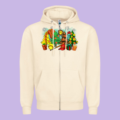 Zipper Hoodie christmas trees with softball
