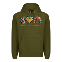 Army Green peace love thanksgiving Premium Hoodie - BarkalooDesign