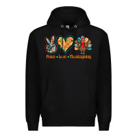 Black peace love thanksgiving Premium Hoodie - BarkalooDesign