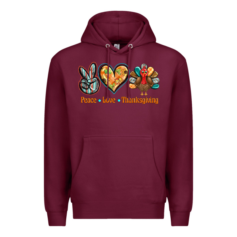 Peace Love Thanksgiving Premium Hoodie by BarkalooDesign | Teevron
