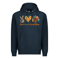 Navy peace love thanksgiving Premium Hoodie - BarkalooDesign