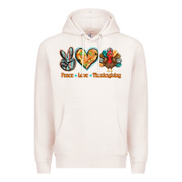 Pale Pink peace love thanksgiving Premium Hoodie - BarkalooDesign