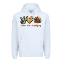 White peace love thanksgiving Premium Hoodie - BarkalooDesign