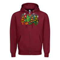 Burgundy christmas trees with basketball Zipper Hoodie - Zillion Design Studio