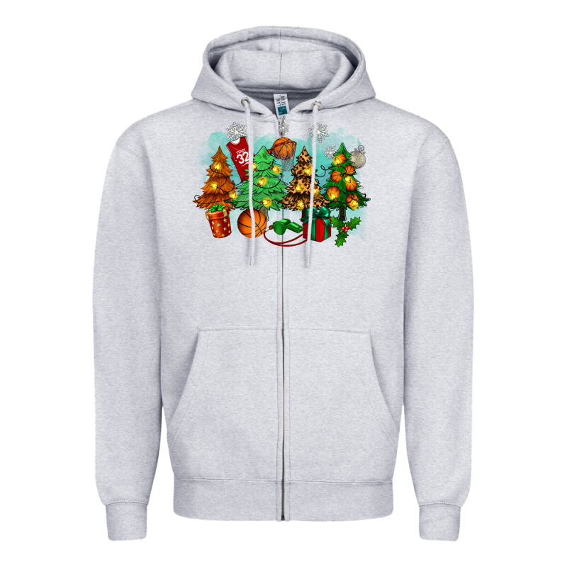 Christmas Trees With Basketball Zipper Hoodie by Zillion Design Studio | Teevron