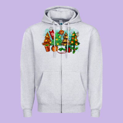 Zipper Hoodie christmas trees with basketball