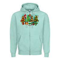 Seafoam christmas trees with basketball Zipper Hoodie - Zillion Design Studio