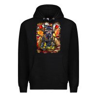 Black firefighter axe and ladder Premium Hoodie - LillyAllenDesigns