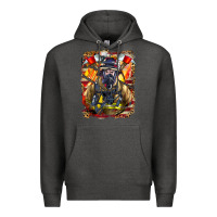 Charcoal Heather firefighter axe and ladder Premium Hoodie - LillyAllenDesigns