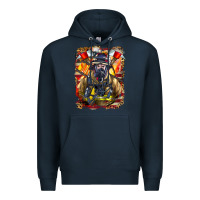 Navy firefighter axe and ladder Premium Hoodie - LillyAllenDesigns
