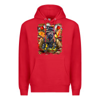 Red firefighter axe and ladder Premium Hoodie - LillyAllenDesigns