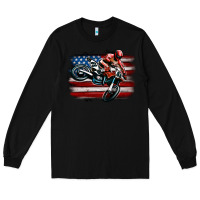 Black dirt bike american flag Long Sleeve Tee - MaliasSmallBusiness