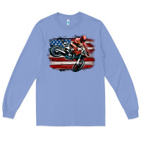 Colony Blue dirt bike american flag Long Sleeve Tee - MaliasSmallBusiness