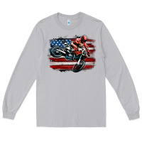 Moon Dust dirt bike american flag Long Sleeve Tee - MaliasSmallBusiness