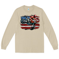 Mushroom dirt bike american flag Long Sleeve Tee - MaliasSmallBusiness