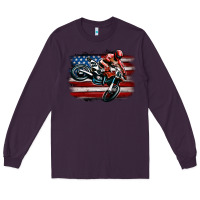 Plum dirt bike american flag Long Sleeve Tee - MaliasSmallBusiness