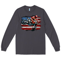 Smoke dirt bike american flag Long Sleeve Tee - MaliasSmallBusiness