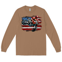 Dirt Bike American Flag Long Sleeve Tee | Teevron