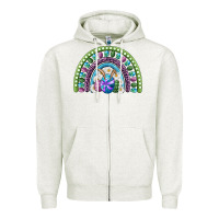 Oatmeal Heather easter rainbow Zipper Hoodie - RanaPortraitStore