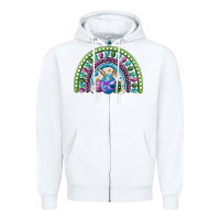 White easter rainbow Zipper Hoodie - RanaPortraitStore