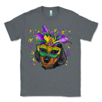 Charcoal Heather Mardi Gras Dachshund Puppy with Mask Classic Tee - RanaPortraitStore