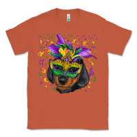 Copper Mardi Gras Dachshund Puppy with Mask Classic Tee - RanaPortraitStore