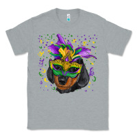 Heather Grey Mardi Gras Dachshund Puppy with Mask Classic Tee - RanaPortraitStore